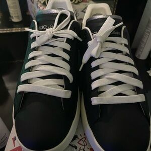 Dolce & Gabbana Men's Black and Green Lace-Up Sneakers